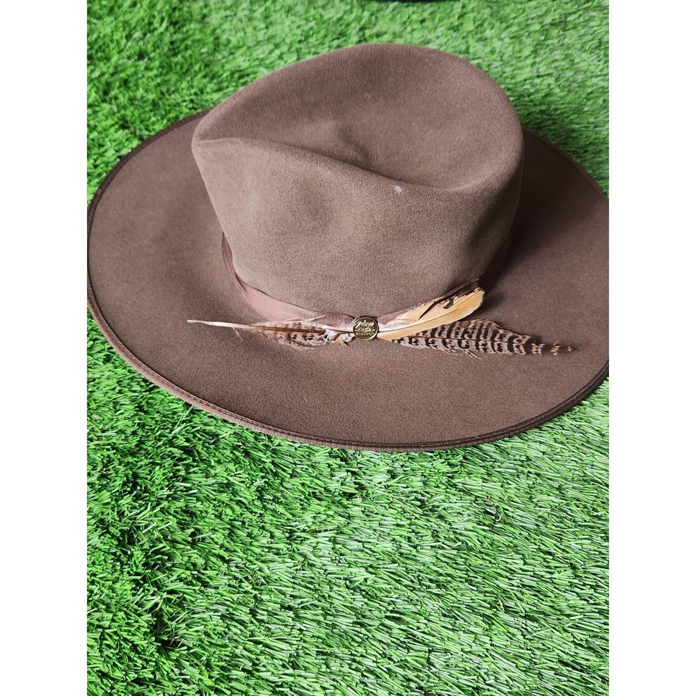 Stetson Cowboy Hat Mens S Brown Wool Breckenridge Wide Brim Feather Band Western